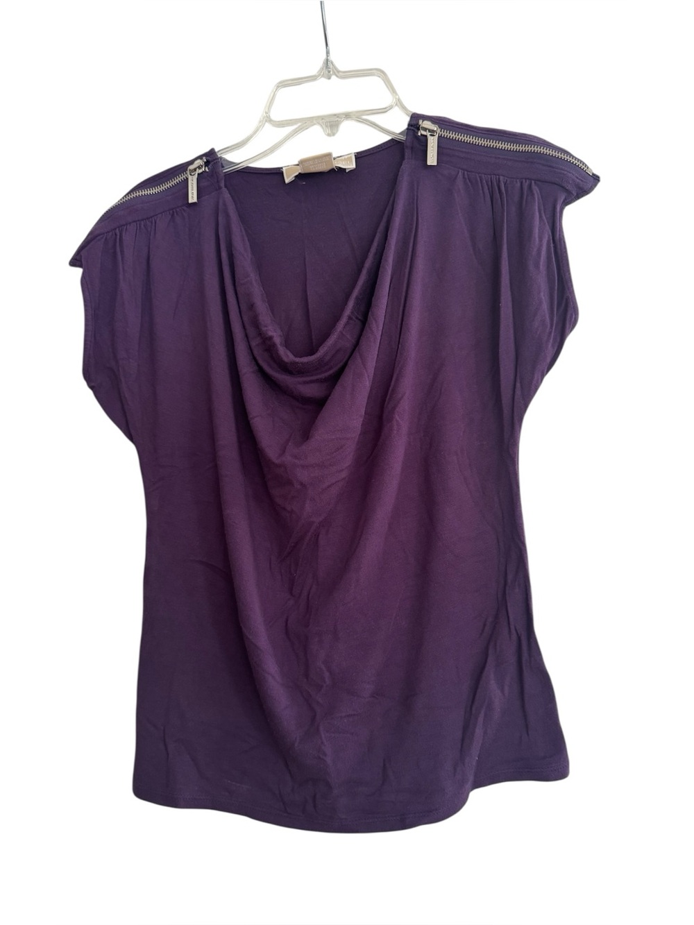 MICHAEL Michael Kors Purple Cowl-Neck Zip-Shoulder top